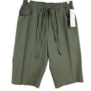 Jeno Neuman Women's Olive Pull-on Capris Pants Size Medium Elastic Waist NWT